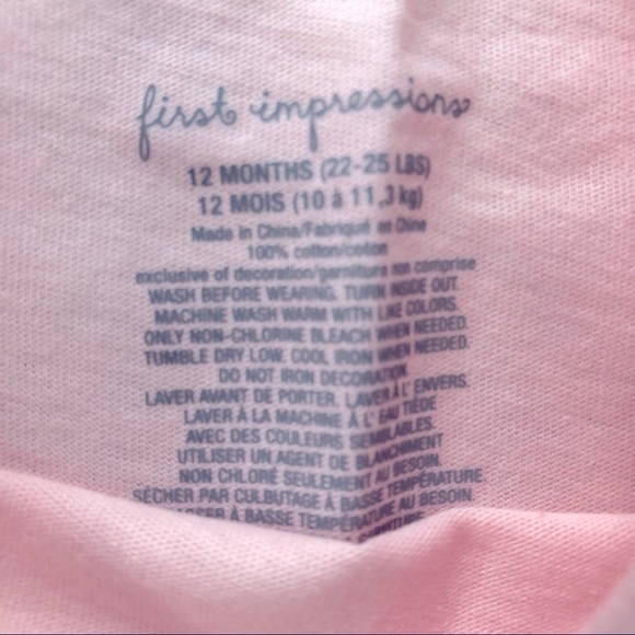 NWOT FIRST IMPRESSIONS Baby Girl Pink Bunny Short Sleeve Tee Shirt SIZE 12 MO - Picture 5 of 5